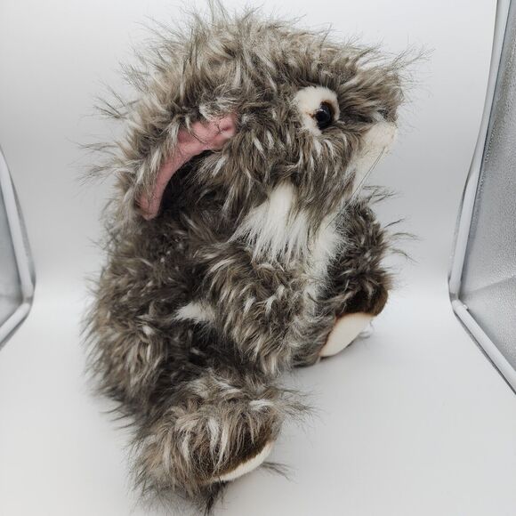 Walmart Realistic Bunny Rabbit Plush 18" Long Gray White Fur Sits Stuffed Animal - Picture 2 of 14